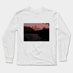 Alpenglow on Mount Fitz Roy at sunrise Long Sleeve T-Shirt